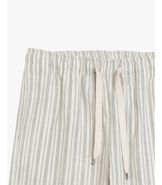 Relaxed fit striped drawstring trousers
