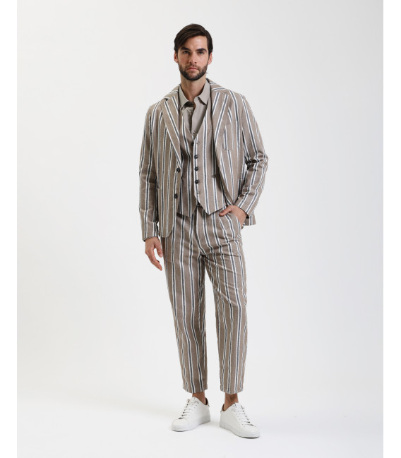 Pantalone relaxed fit a righe con pinces