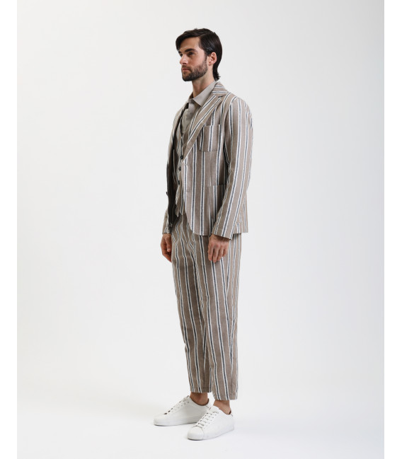 Pantalone relaxed fit a righe con pinces