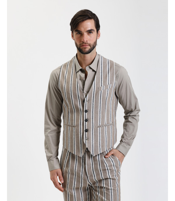 Striped 5 button waistcoat