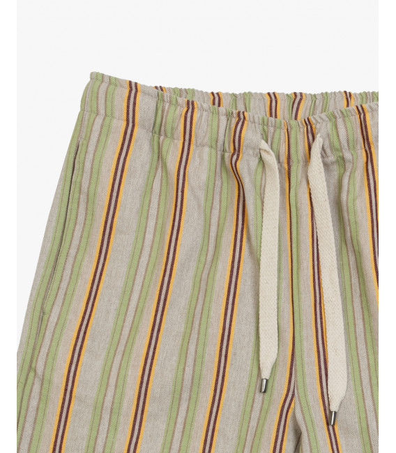 Striped bermuda shorts with drawstrings