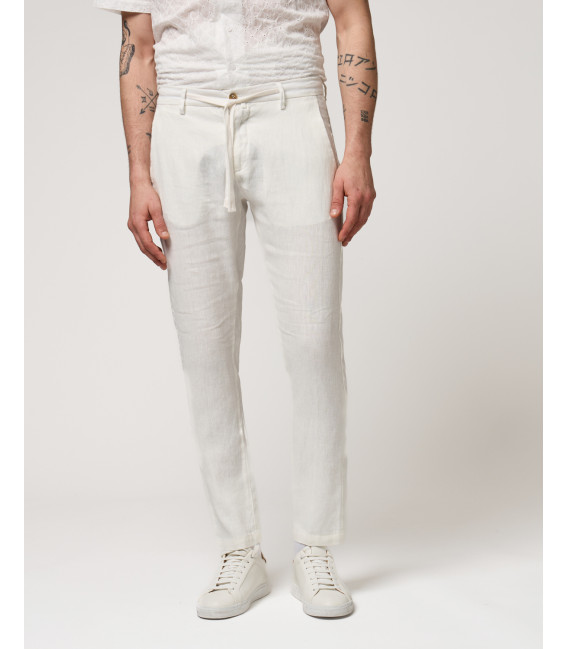 Linen trousers with drawstring