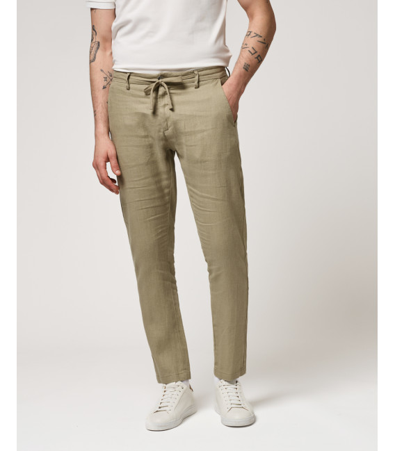 Linen trousers with drawstring