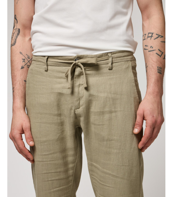 Linen trousers with drawstring