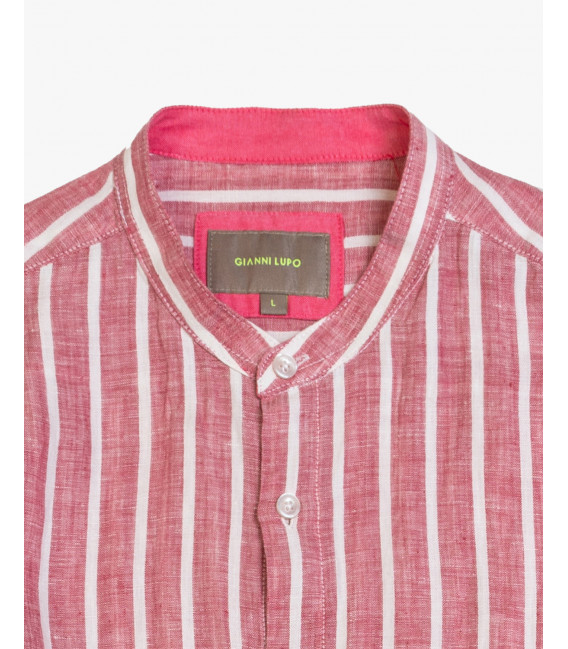 Camicia coreana a righe in lino