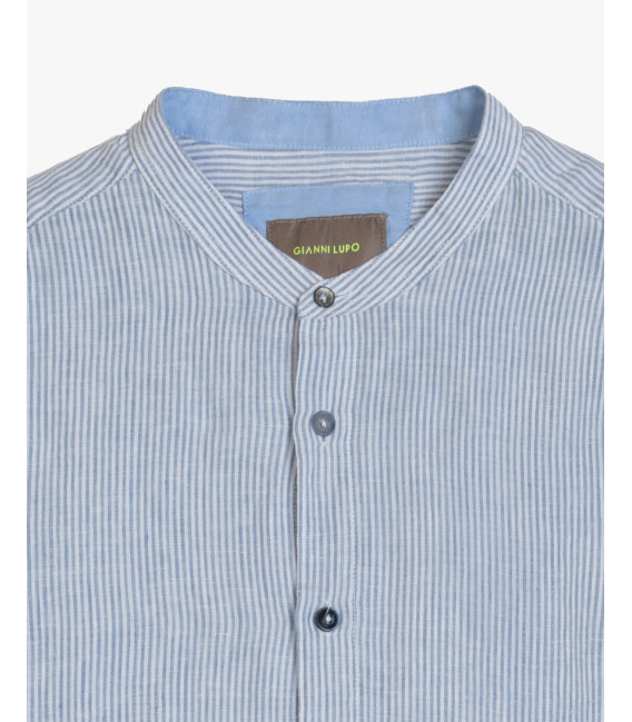 Camicia coreana a righe in lino
