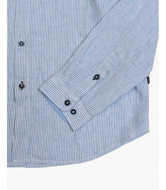 Camicia coreana a righe in lino