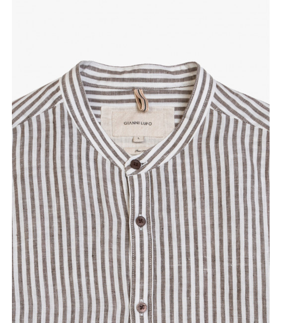 Camicia coreana a righe in lino