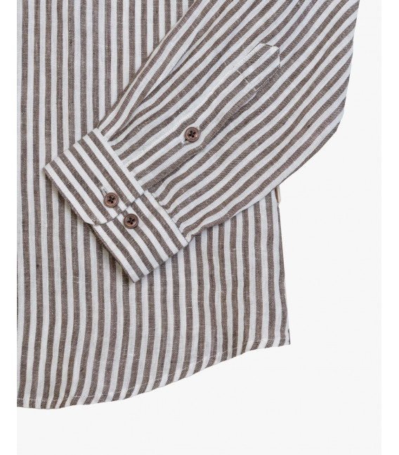 Camicia coreana a righe in lino