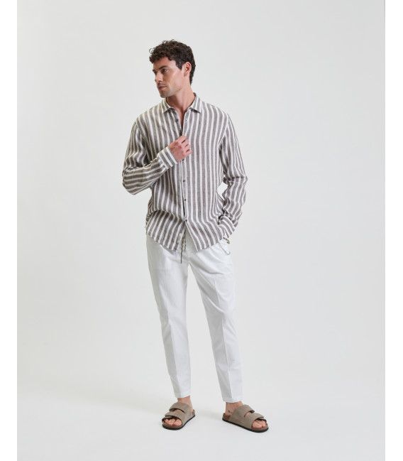 Camicia a righe in lino