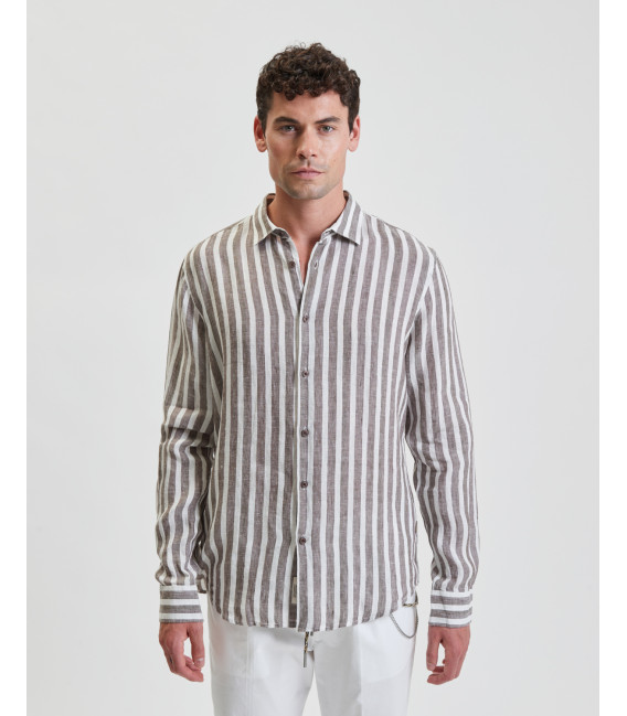 Camicia a righe in lino