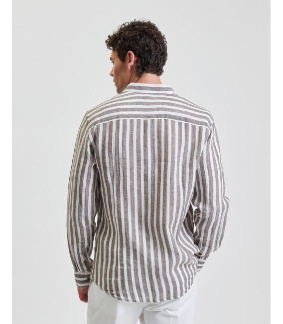 Camicia a righe in lino
