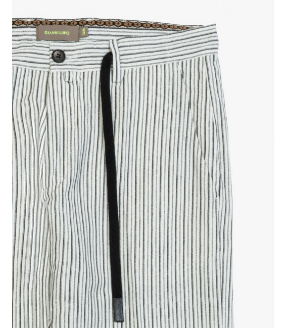 Striped slim fit drawstring trousers
