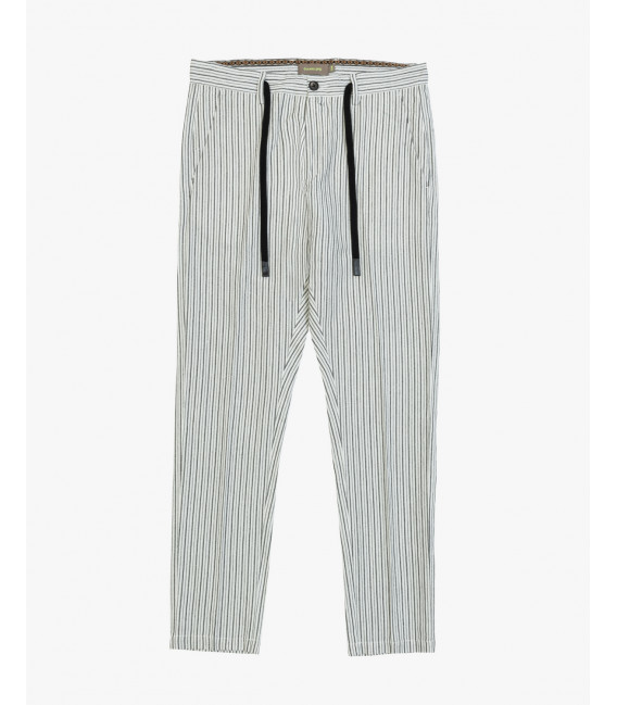 Striped slim fit drawstring trousers