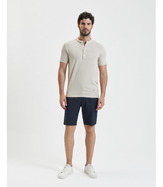 Henley T-shirt in linen jersey