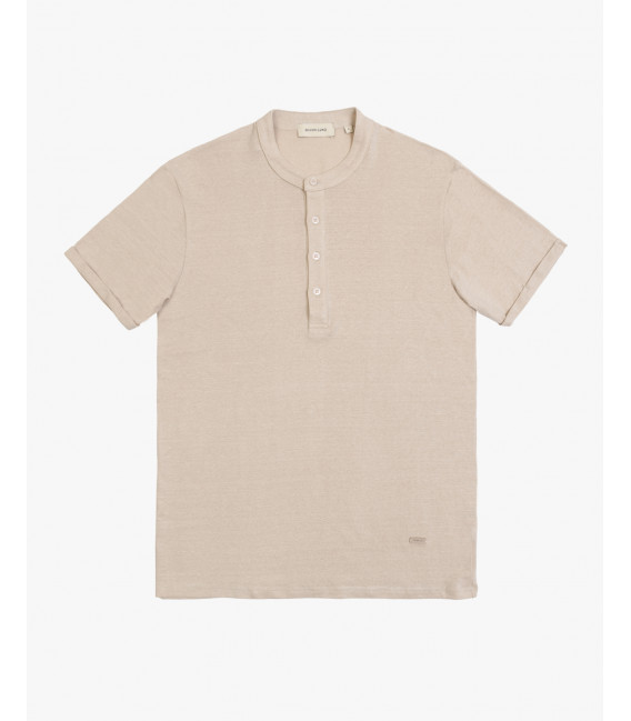 Henley T-shirt in linen jersey