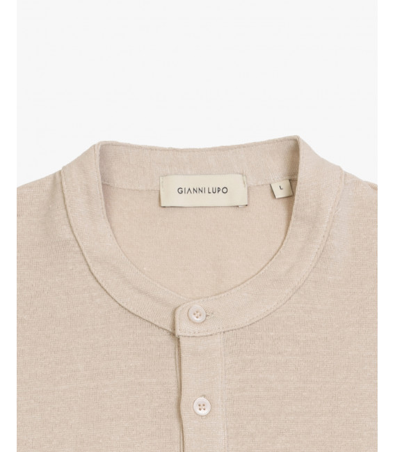 Henley T-shirt in linen jersey