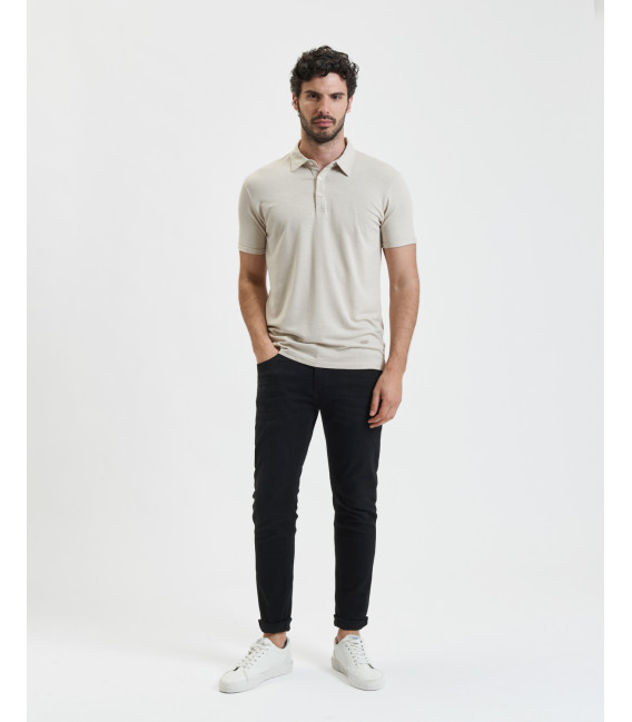Polo shirt in linen jersey