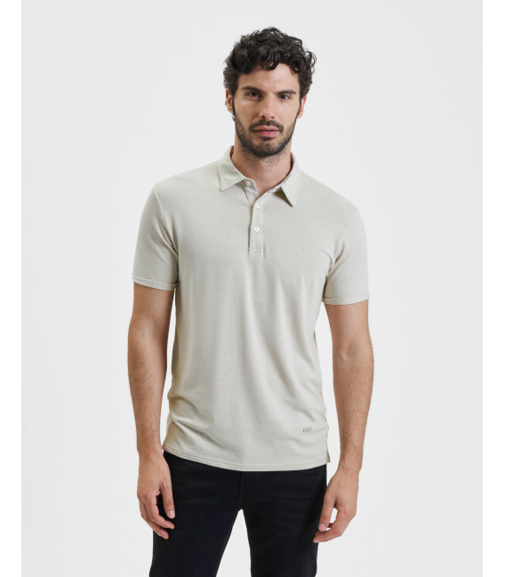 Polo shirt in linen jersey