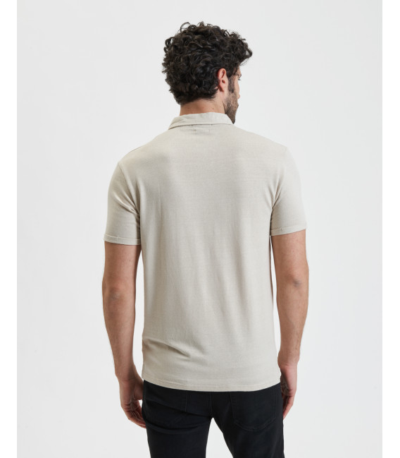 Polo shirt in linen jersey