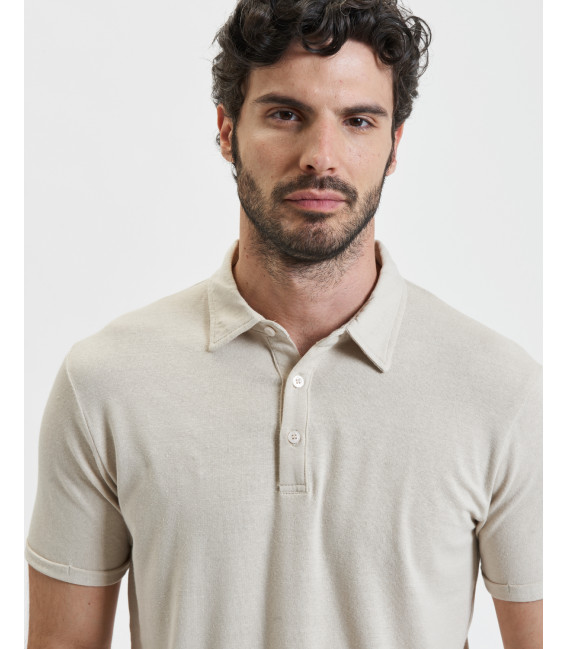 Polo shirt in linen jersey