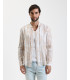 Camicia coreana in lino con stampa