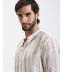 Camicia coreana in lino con stampa