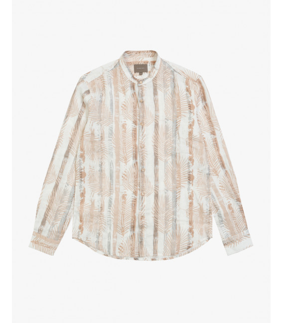 Camicia coreana in lino con stampa