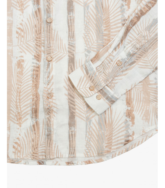 Camicia coreana in lino con stampa