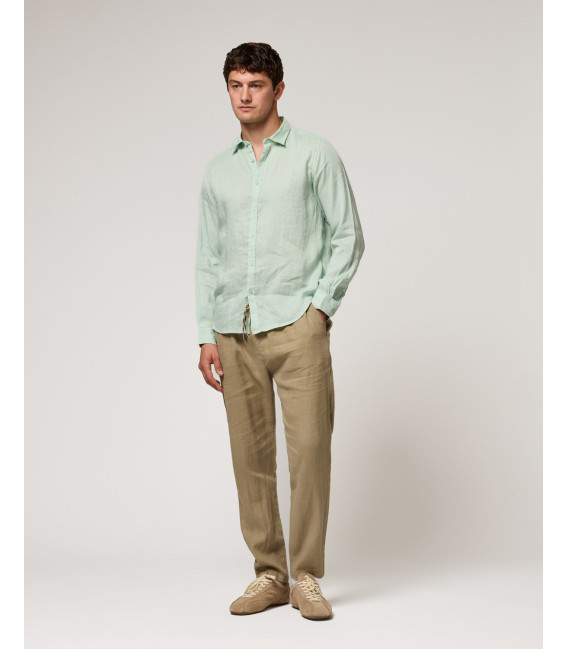 Pantaloni in lino con coulisse slim fit
