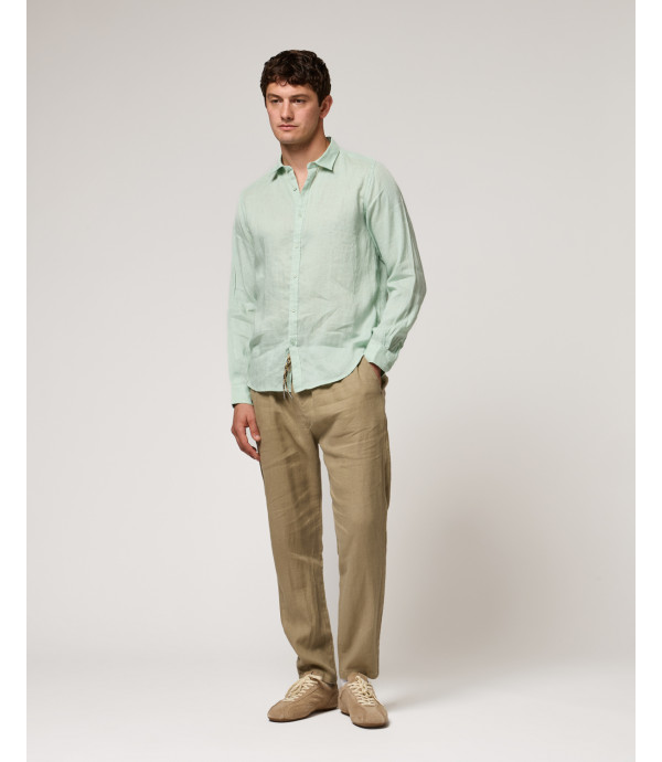 Pantaloni in lino con coulisse slim fit