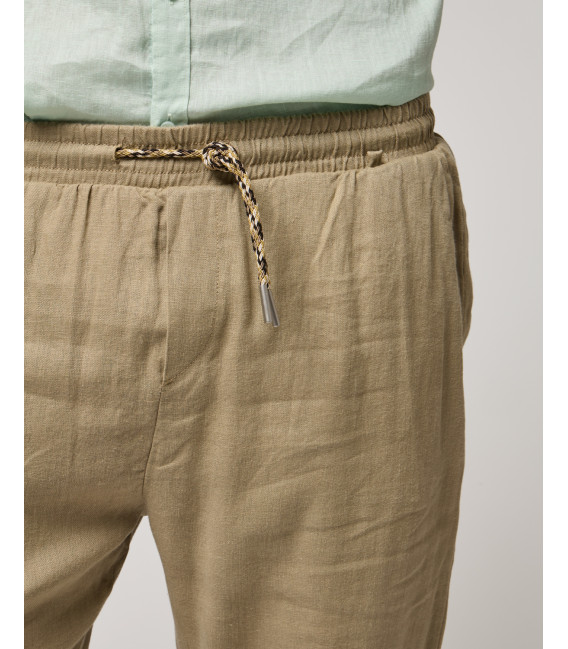 Pantaloni in lino con coulisse slim fit
