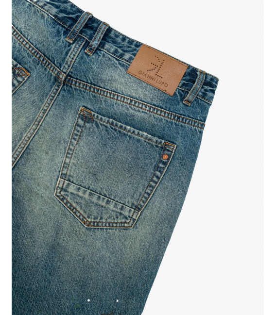Bermuda jeans JACK regular fit con fondo frangiato
