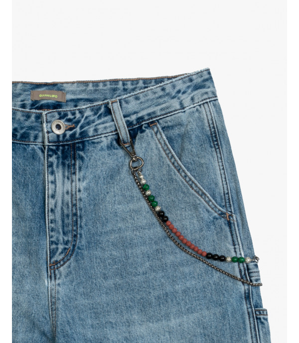 Shorts denim con tasca carpenter