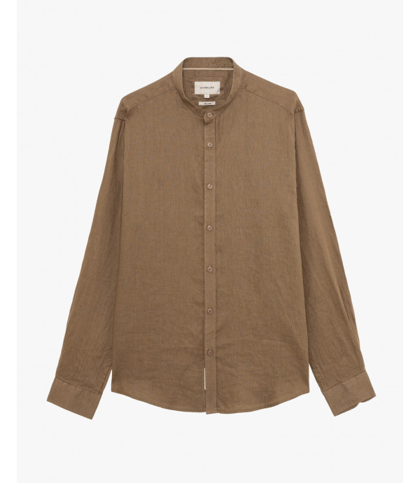 Mandarin collar linen shirt