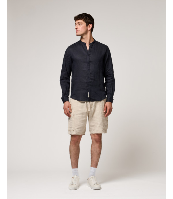 Mandarin collar linen shirt