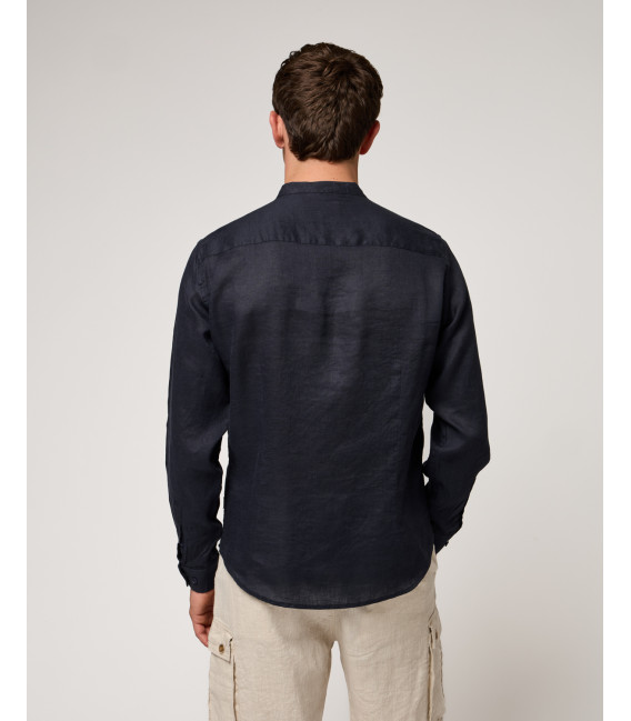 Mandarin collar linen shirt