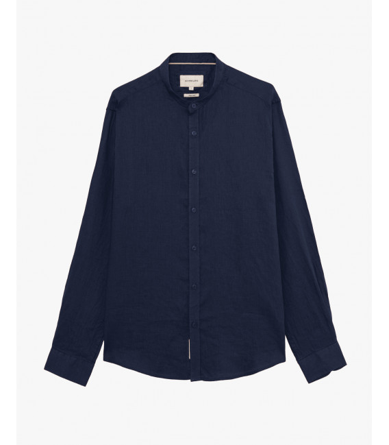 Mandarin collar linen shirt