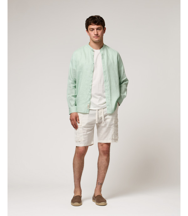 Mandarin collar linen shirt
