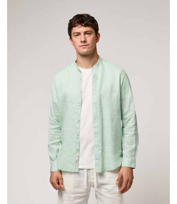 Mandarin collar linen shirt