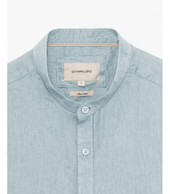 Mandarin collar linen shirt