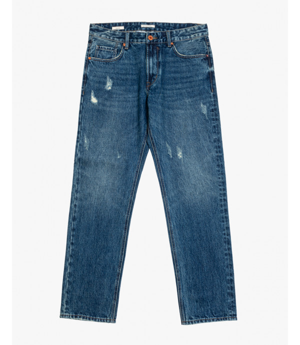 Jeans ALEX straight fit vintage wash con strappi