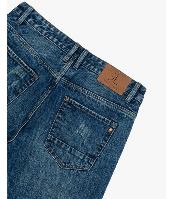 Jeans ALEX straight fit vintage wash con strappi
