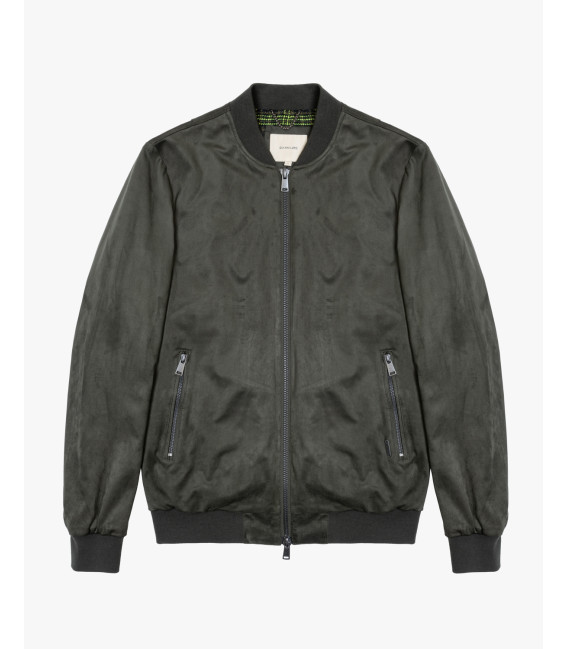 Giubbotto bomber effetto camoscio