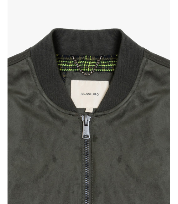 Giubbotto bomber effetto camoscio
