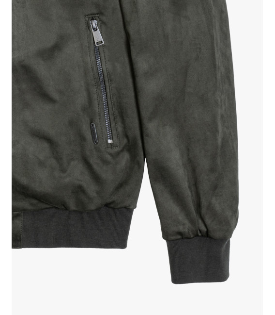 Giubbotto bomber effetto camoscio