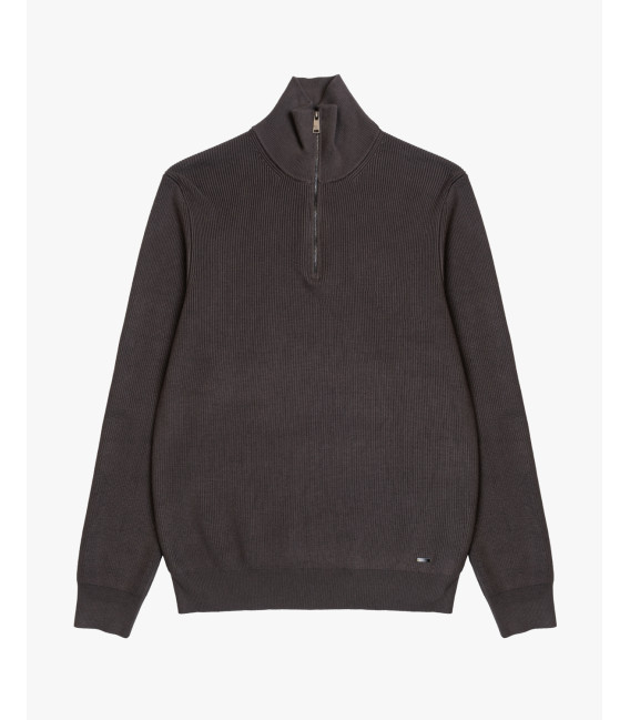 Maglia con collo a imbuto e zip