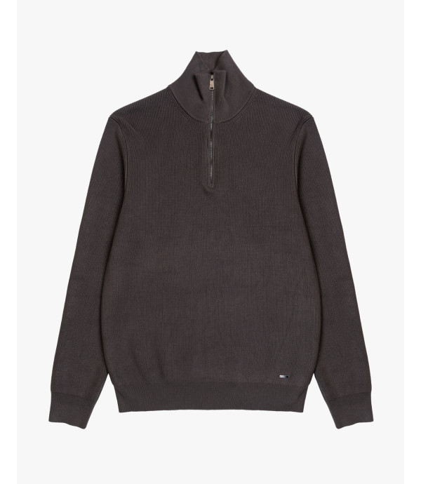 Maglia con collo a imbuto e zip