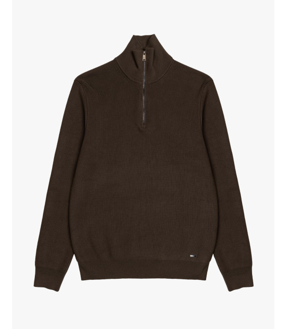 Maglia con collo a imbuto e zip