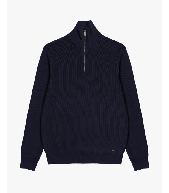 Maglia con collo a imbuto e zip